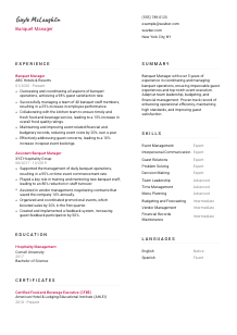 Banquet Manager CV Template #11