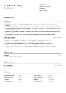 Camp Counselor Resume Template #2