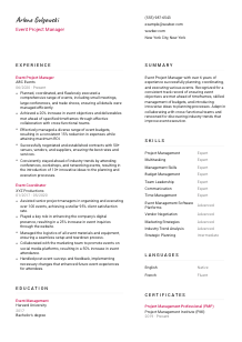 Event Project Manager Resume Template #2