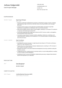 Event Project Manager Resume Template #1