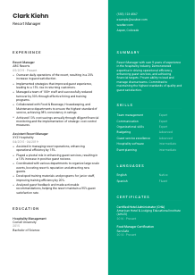 Resort Manager Resume Template #2