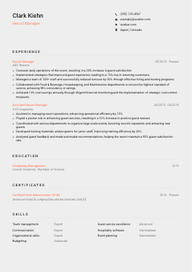 Resort Manager Resume Template #3