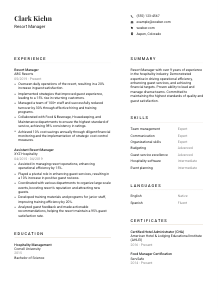 Resort Manager Resume Template #1