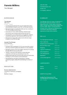 Tour Manager Resume Template #16