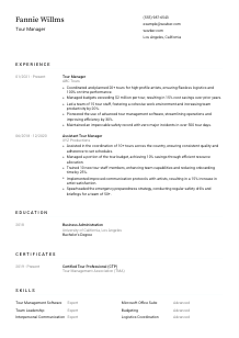 Tour Manager Resume Template #3
