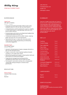 American Football Coach Resume Template #3