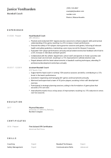 Baseball Coach Resume Template #1