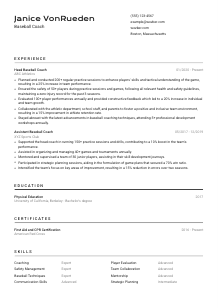 Baseball Coach CV Template #2