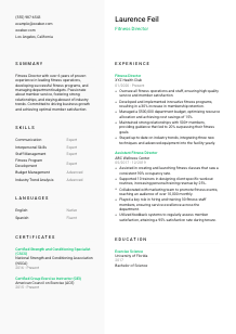 Fitness Director Resume Template #2