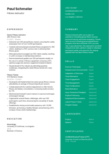 Fitness Instructor Resume Template #2