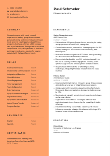Fitness Instructor Resume Template #3