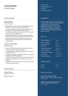 Fitness Manager Resume Template #15