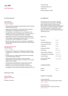 Golf Instructor CV Template #2