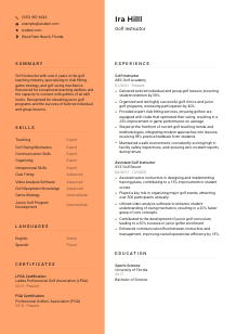 Golf Instructor Resume Template #3