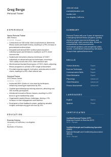 Personal Trainer Resume Template #2