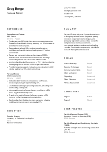 Personal Trainer Resume Template #1