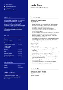 Recreation and Fitness Worker Resume Template #3