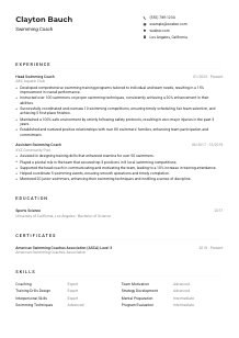 Swimming Coach Resume Example
