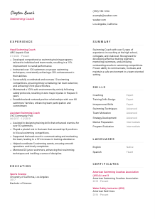 Swimming Coach Resume Template #2