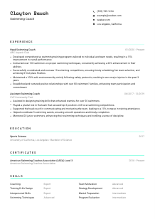 Swimming Coach Resume Template #3