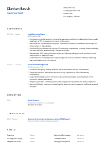 Swimming Coach Resume Template #1