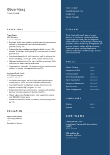 Track Coach Resume Template #2