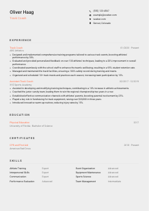 Track Coach Resume Template #3