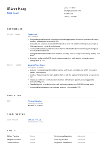 Track Coach Resume Template #1