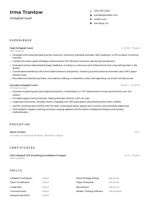 Volleyball Coach Resume Example
