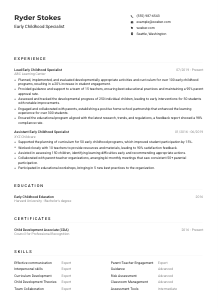 Early Childhood Specialist Resume Example