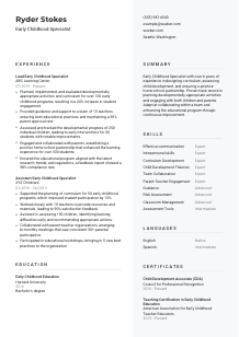 Early Childhood Specialist CV Template #2