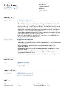 Early Childhood Specialist Resume Template #1