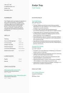 Pre-K Teacher Resume Template #2