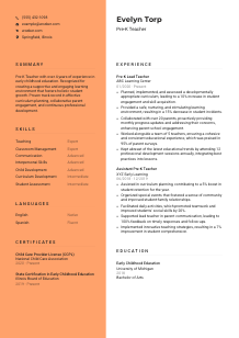 Pre-K Teacher Resume Template #3