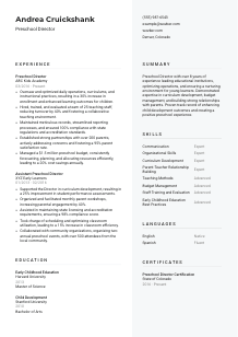 Preschool Director Resume Template #2