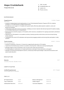 Paraprofessional CV Example