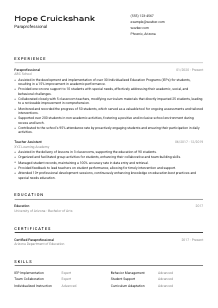 Paraprofessional Resume Template #9