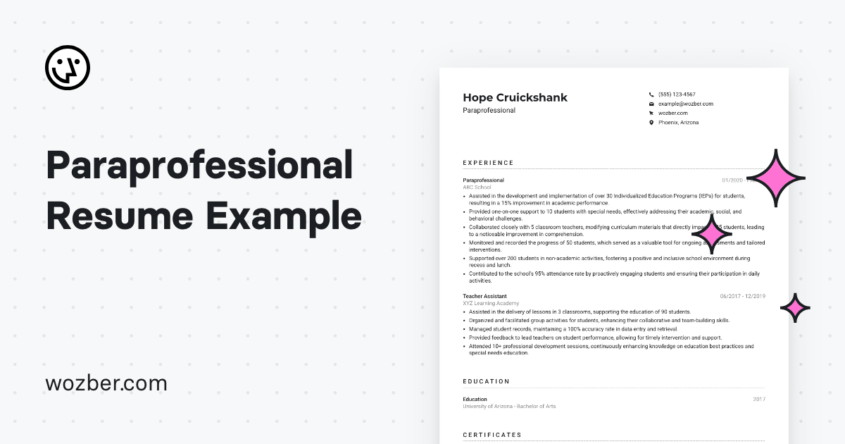 Paraprofessional Resume Example