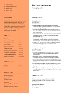 Reading Specialist Resume Template #3
