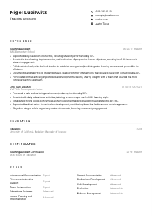 Teaching Assistant Resume Example