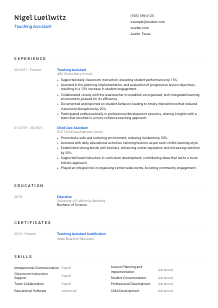 Teaching Assistant Resume Template #1