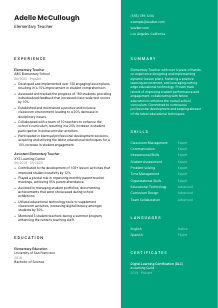 Elementary Teacher CV Template #2