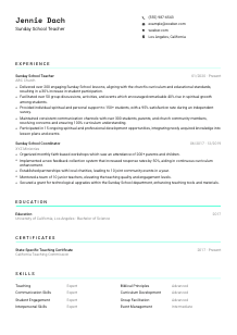 Sunday School Teacher Resume Template #3