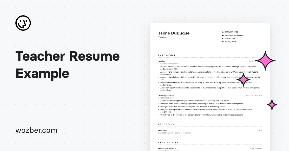 Teacher Resume Example