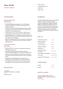 Academic Advisor CV Template #2