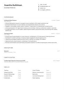 Assistant Professor Resume Example