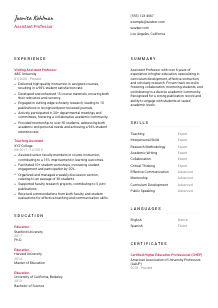 Assistant Professor Resume Template #2