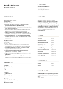 Assistant Professor Resume Template #1