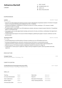 Lecturer CV Example