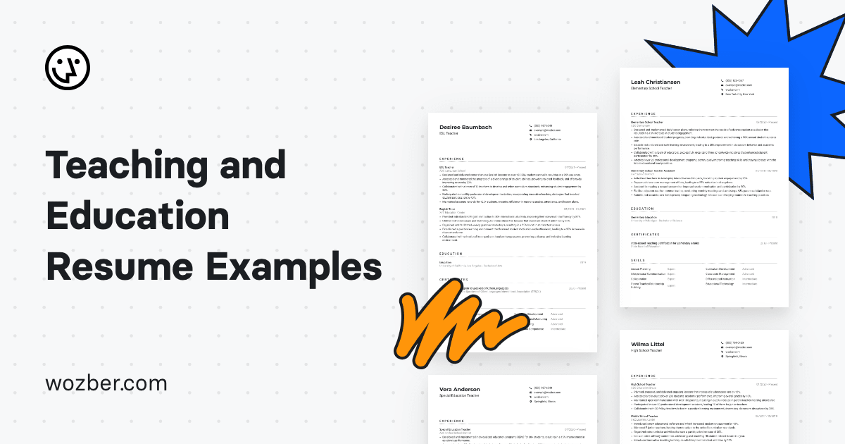 76 Teaching and Education Resume Examples | Wozber